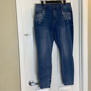 Bold Elements Curvy Skinny Beaded Jeans Size 14